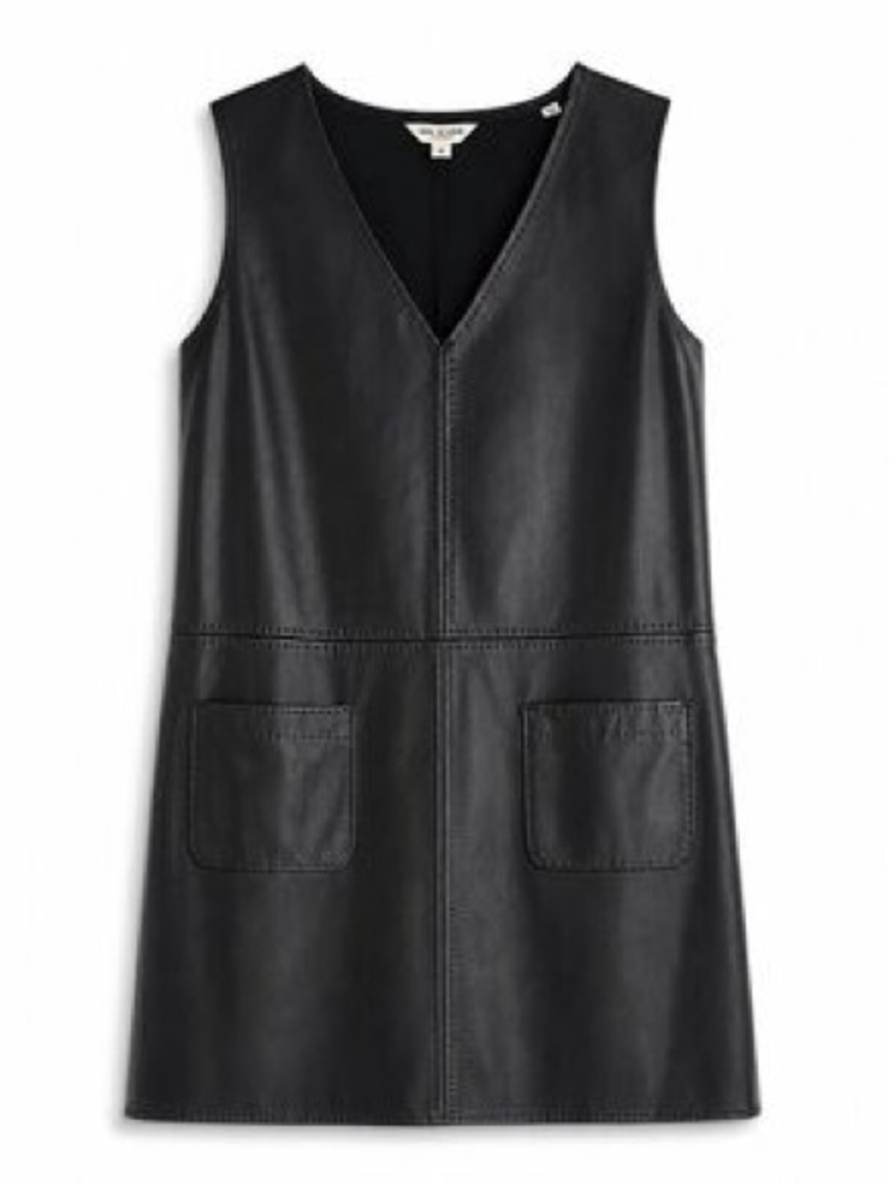 Max Studio Black Faux Leather V-Neck Sleeveless Vest Dress
